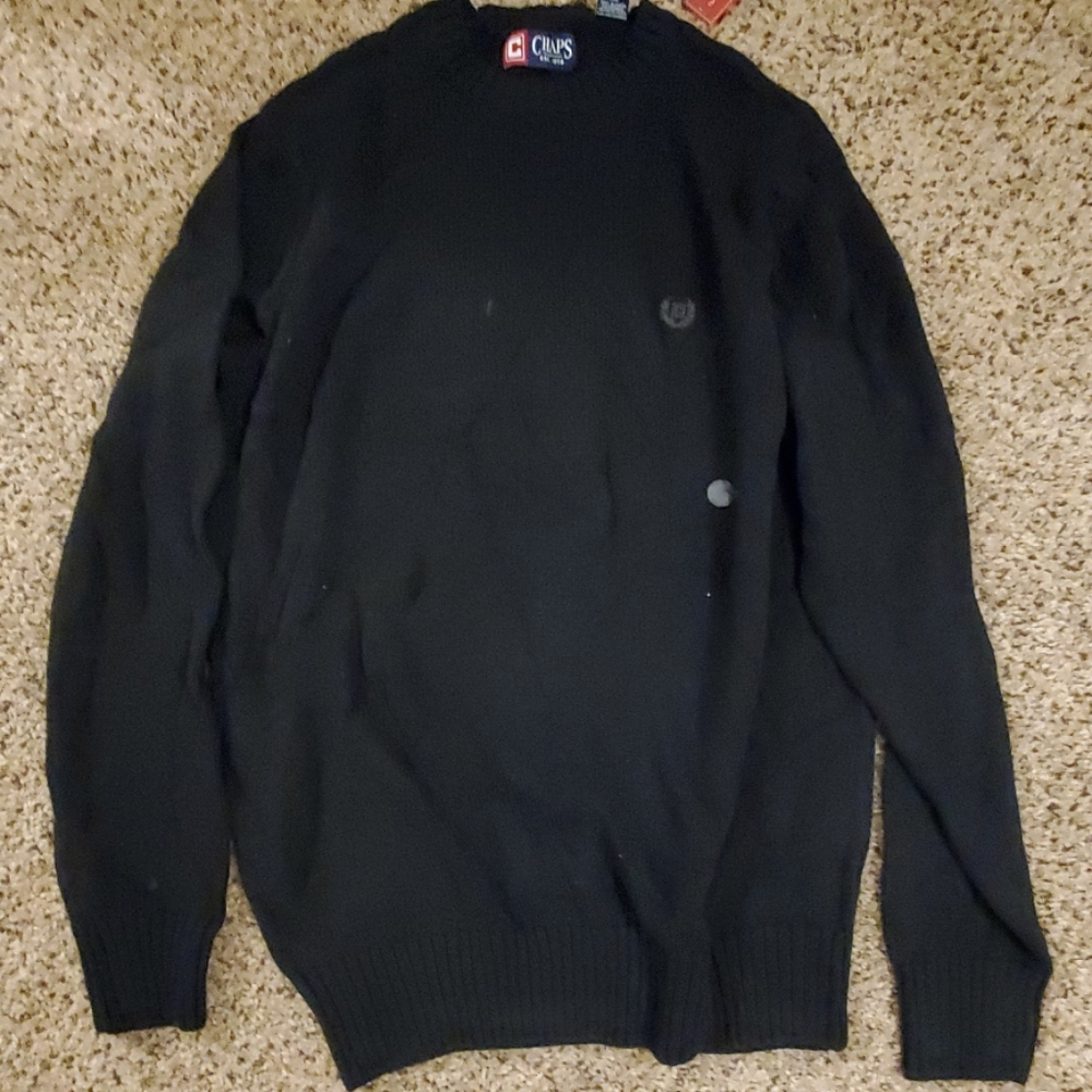 Chaps Crewneck Sweater, black, new